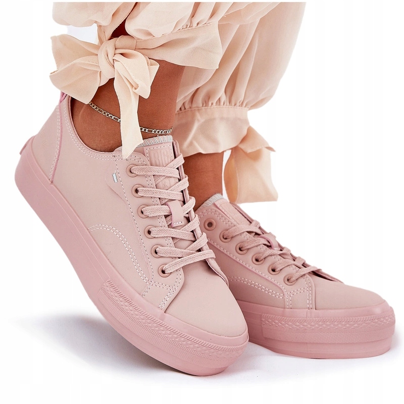 Dámské Eko Kožené Tenisky Na Platformě RR274A294 Růžové 40