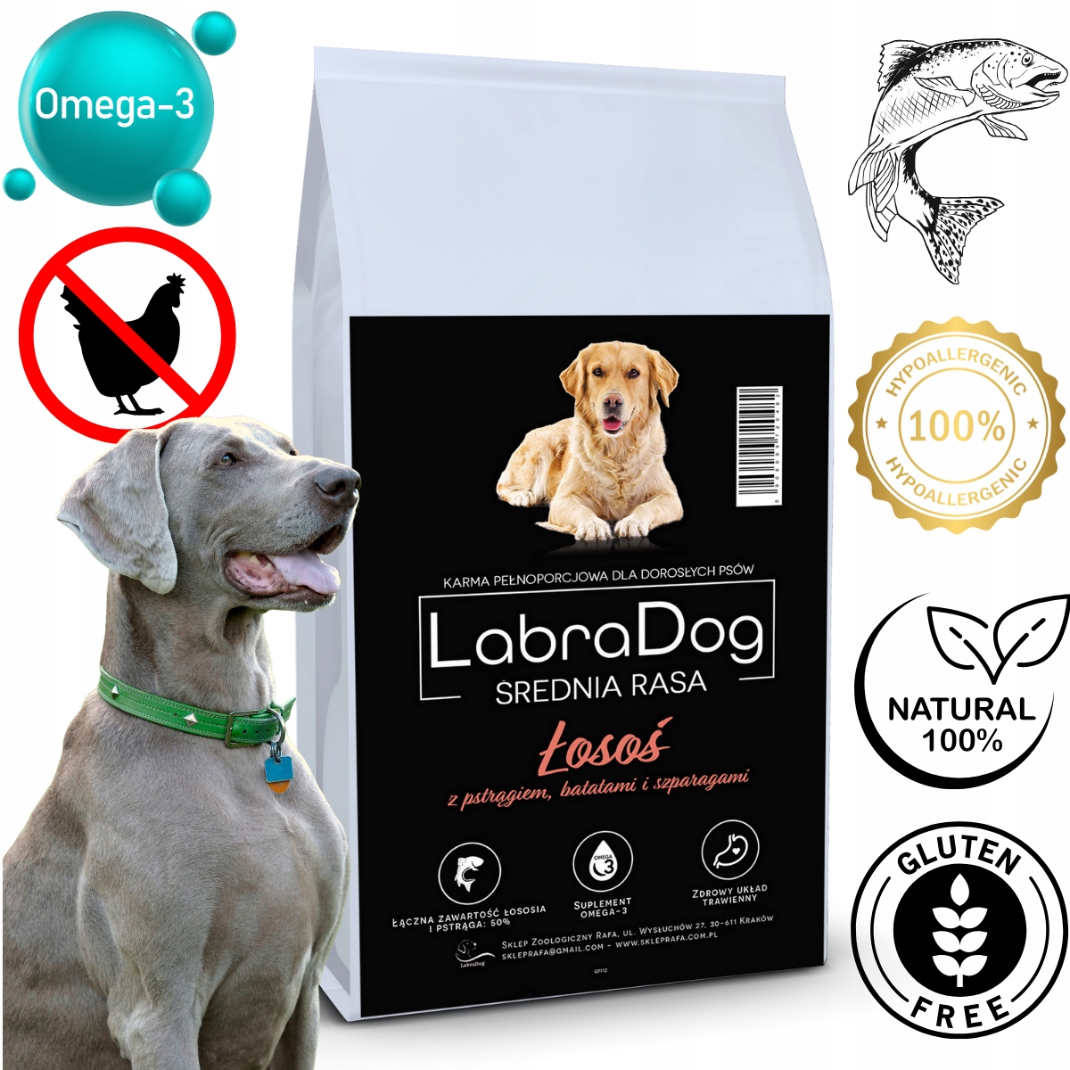 Levně LabraDog Superfood Losos s pstruhem, batáty a chřestem 12 kg