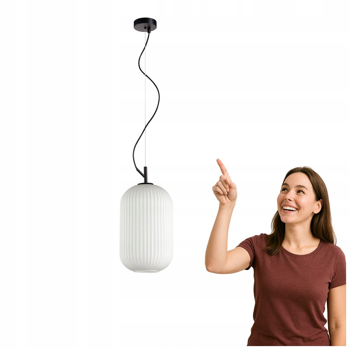 Moderná závesná lampa Rues čierna matná s opálovým závesom Italux
