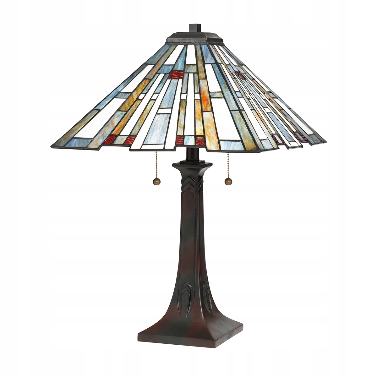 Stolní vitrážová lampa Art Deco Tiffany Maybeck modrá 60W Quoizel