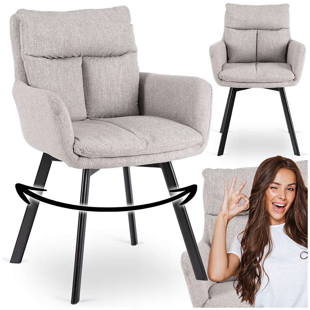 Otočná židle z kelímků, čalouněná do jídelny, šedá Cortado