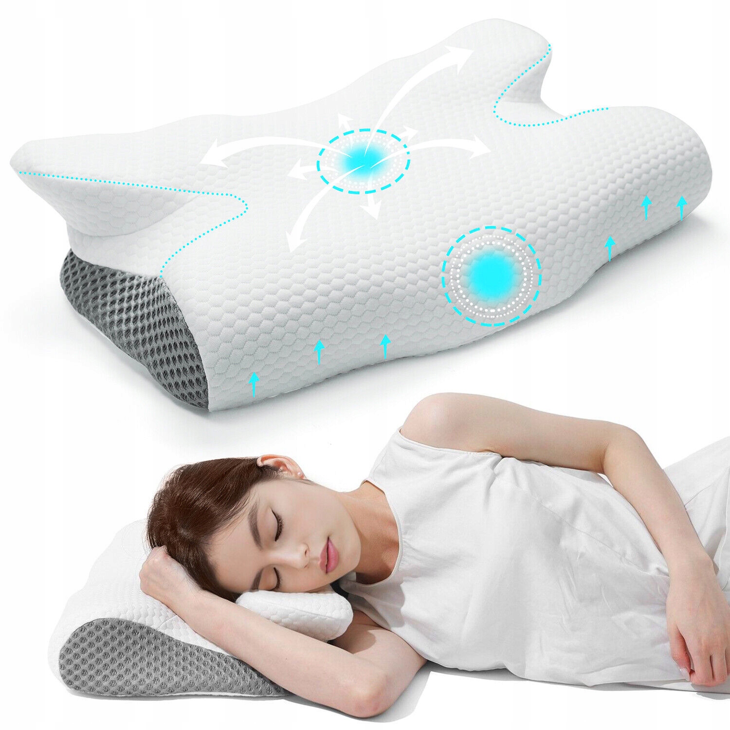 Poduszka Ortopedyczna Do Spania Na Boku I Brzuchu Profilowana Pianka Memory