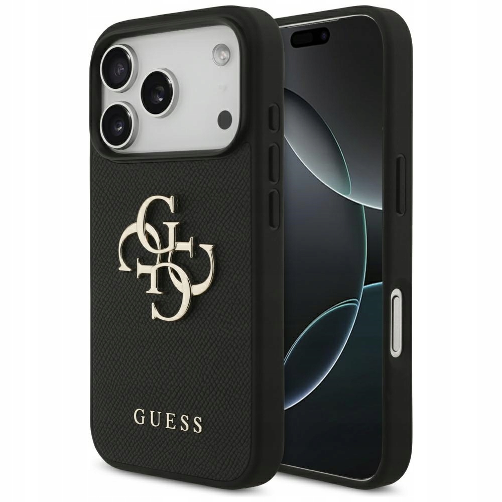 Pouzdro Guess Grained Big 4G & Classic Logo pro iPhone 17 Pro, černé