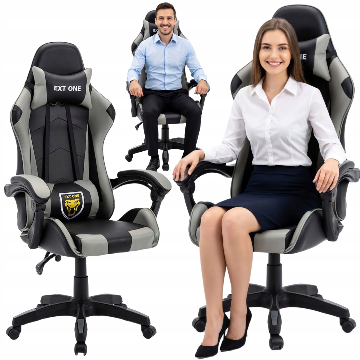 Fotel Gamongowy Obrotowy Regulowany Czarny Ekoskóra Krzesło Dla Gracza Pro