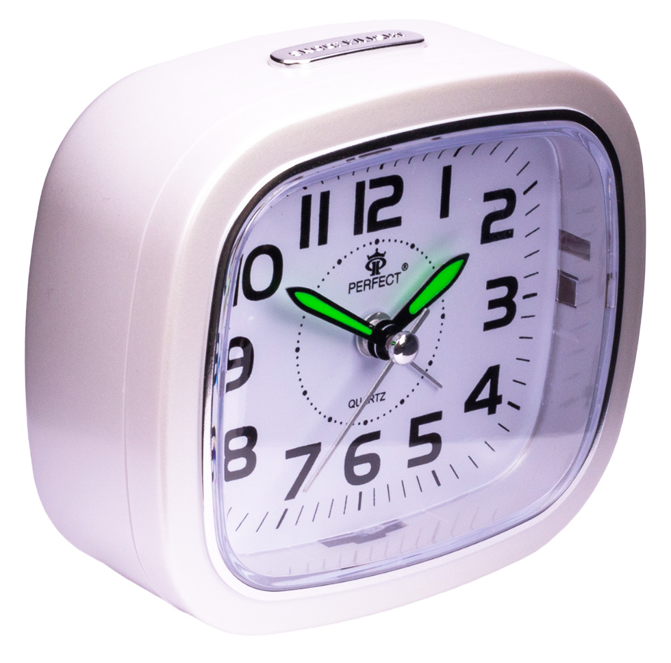 

Budzik Kwarcowy Perfect Płynący Snooze 6122 biały