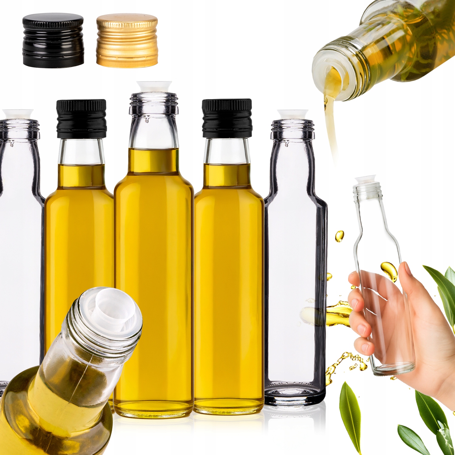 50 x fľaša s dávkovačom na nalievanie alkoholových tekutín s olivovým olejom Dorica 250 ml