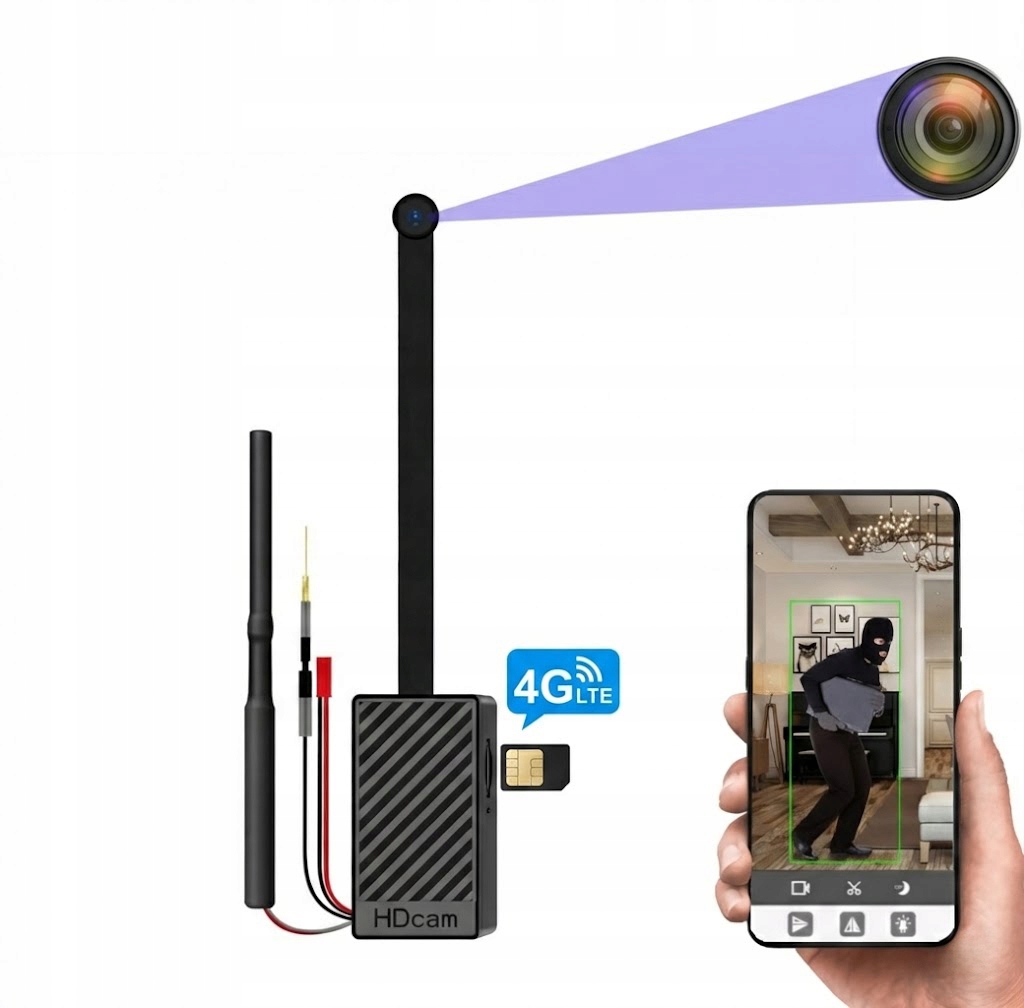 Mini Špionážní Kamera 4G Na Skrytou Sim Kartu Premium 90° Senzor Pohybu