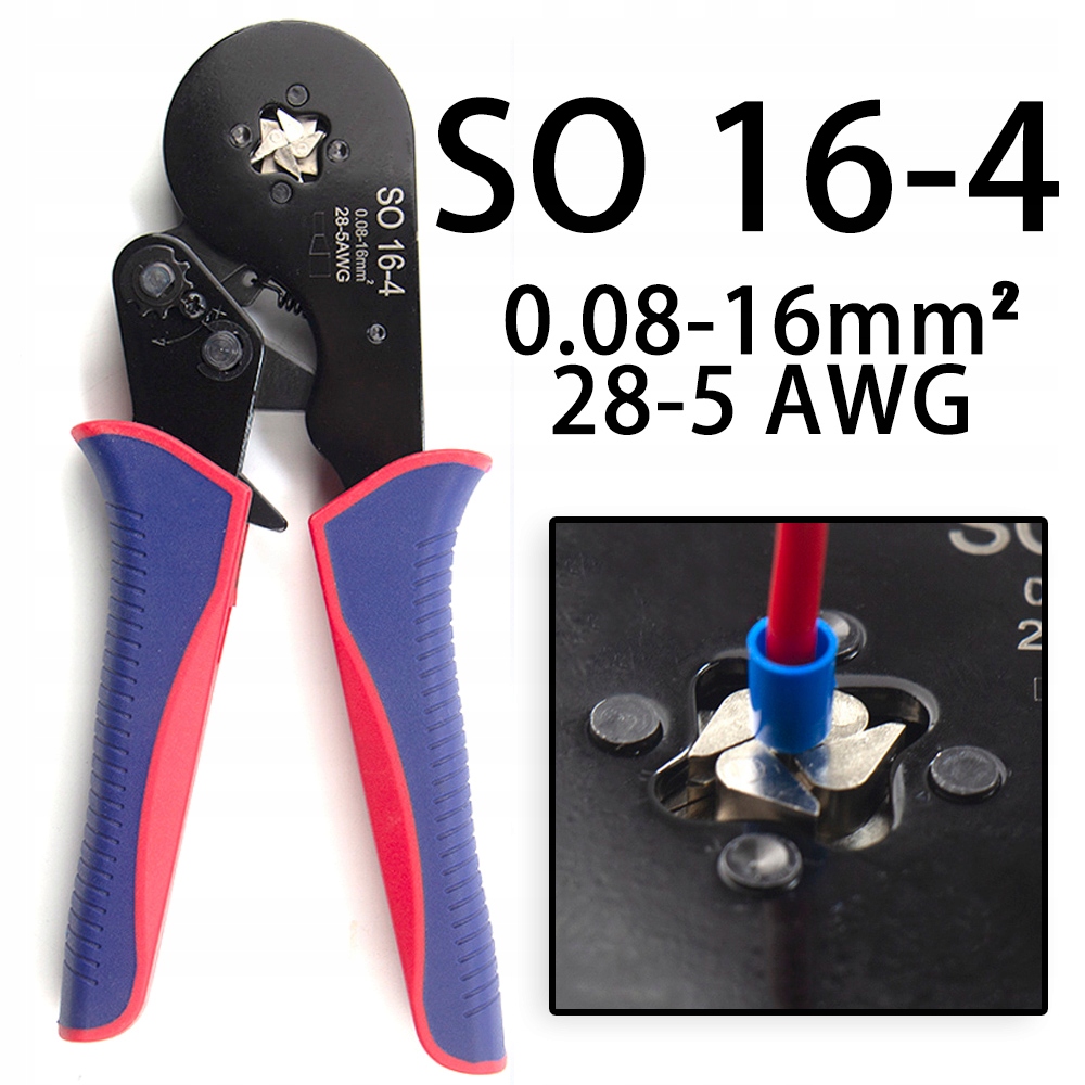 ZACISKARKA PRASKA TULEJEK DO KABLI KONEKTORÓW 0.08mm²-16mm² Marka inna