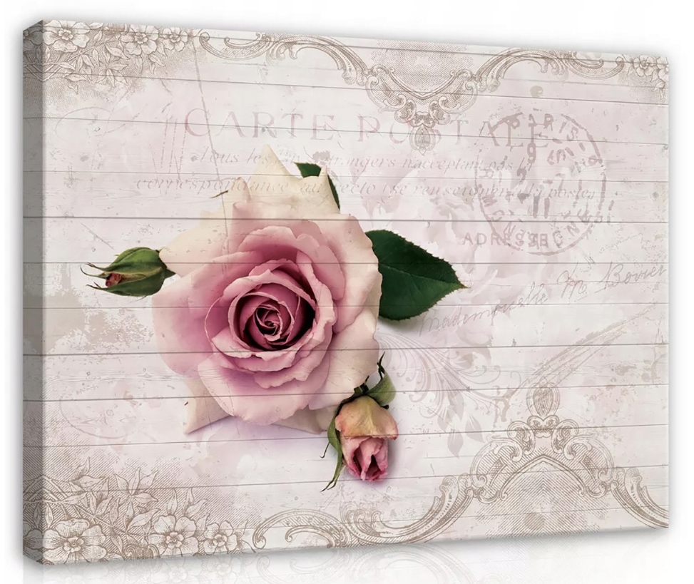 Obraz 80x60 Vintage růže romantika nostalgie květinový pastel shabby chic