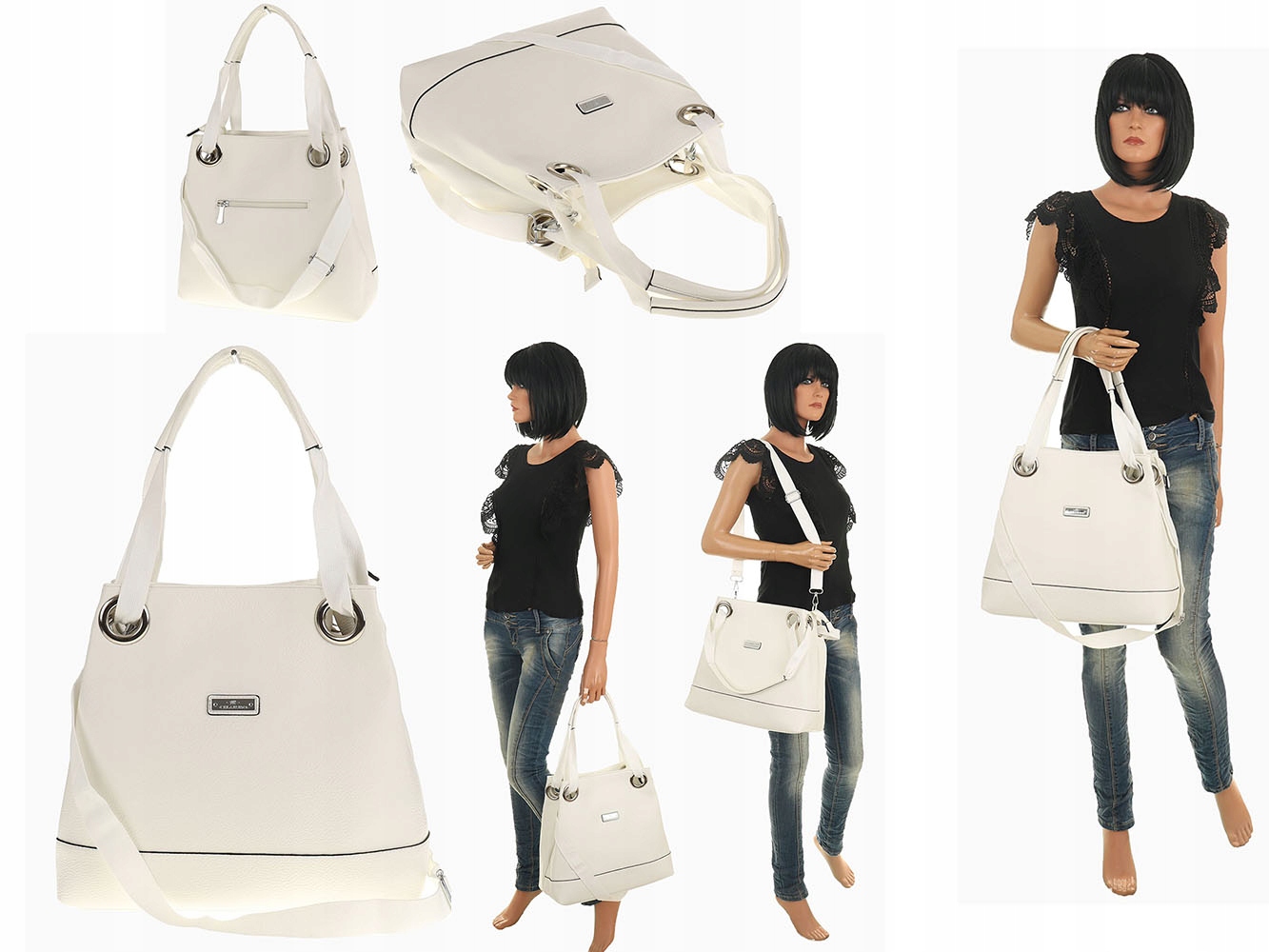 CHARRO Elegancka Torebka Damska worek listonoszka CH1362571 White Wysokość 32 cm