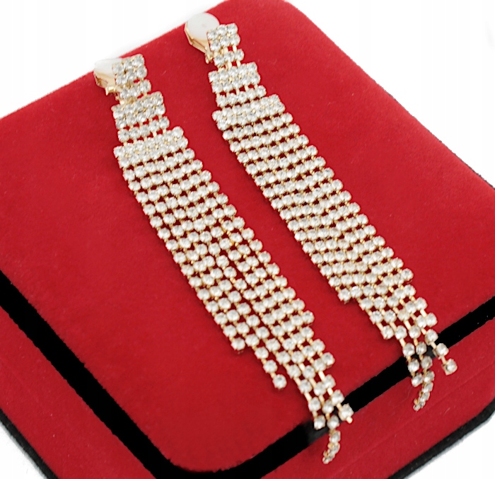 

Klipsy Złote Długie Żmijki Szklane Cyrkonie