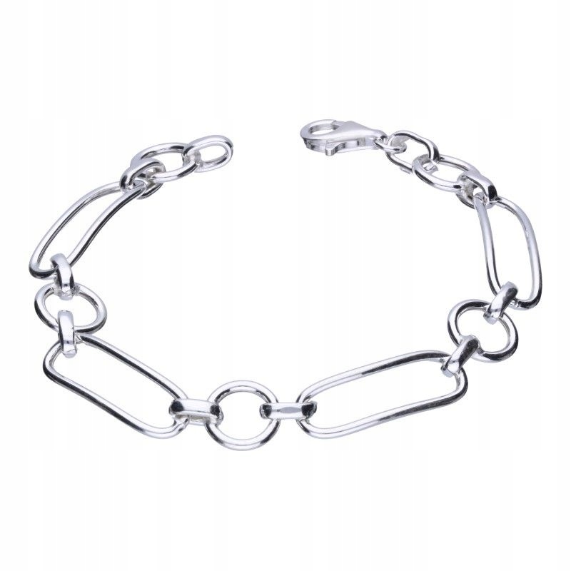 Stříbrný náramek 925, geometrický motiv 6.65 g jako dárek, kroužky