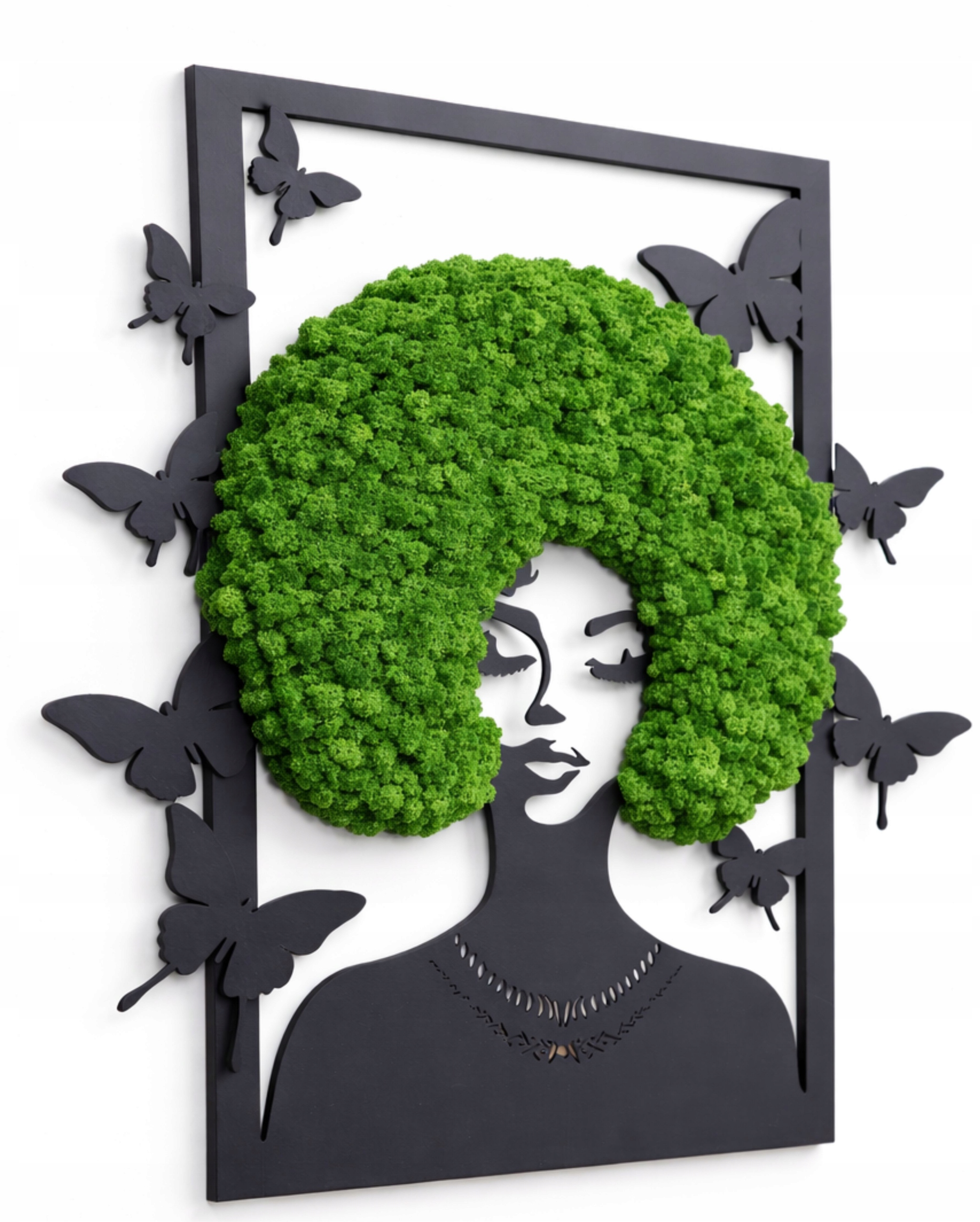 Obraz s mechem chrobotkem 60 cm nástěnná dekorace žena s chrobotkem