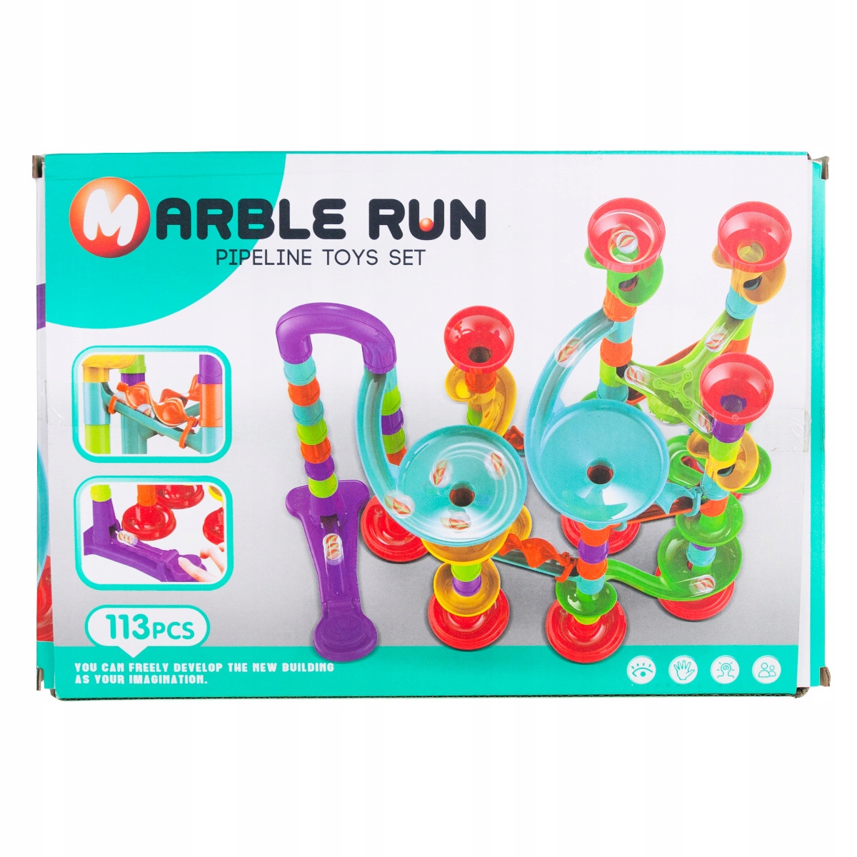 TOR KULKOWY XXL 113 WYRZUTNIA DUŻY ZESTAW KLOCKI KULKI ZJEŻDŻALNIA TUNELE Płeć chłopcy dziewczynki