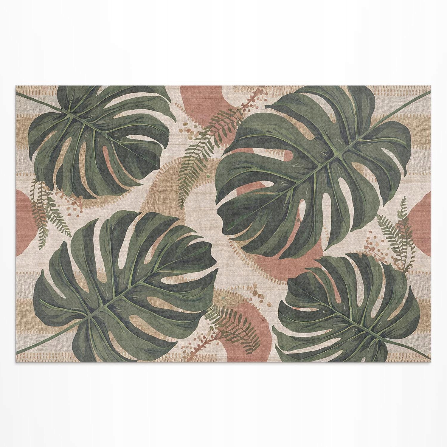 Vinylový koberec Patio Kompozícia listov monstery a papradia vintage 100 x 150 cm