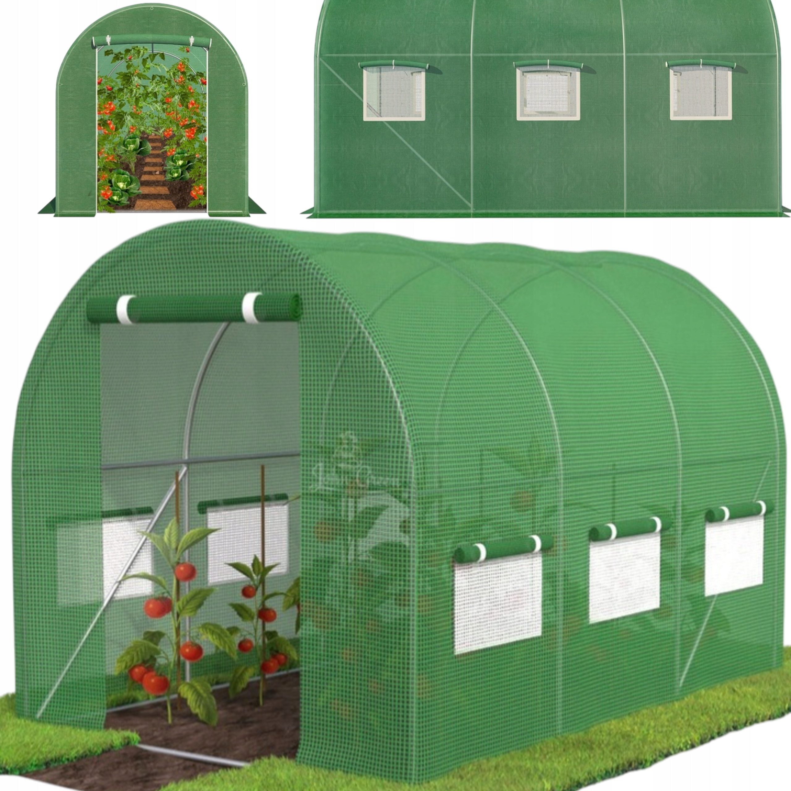 Zahradní Fóliový Tunel Foliak 300x200 Fólie Rošt 3x2 m Skleník Zelený