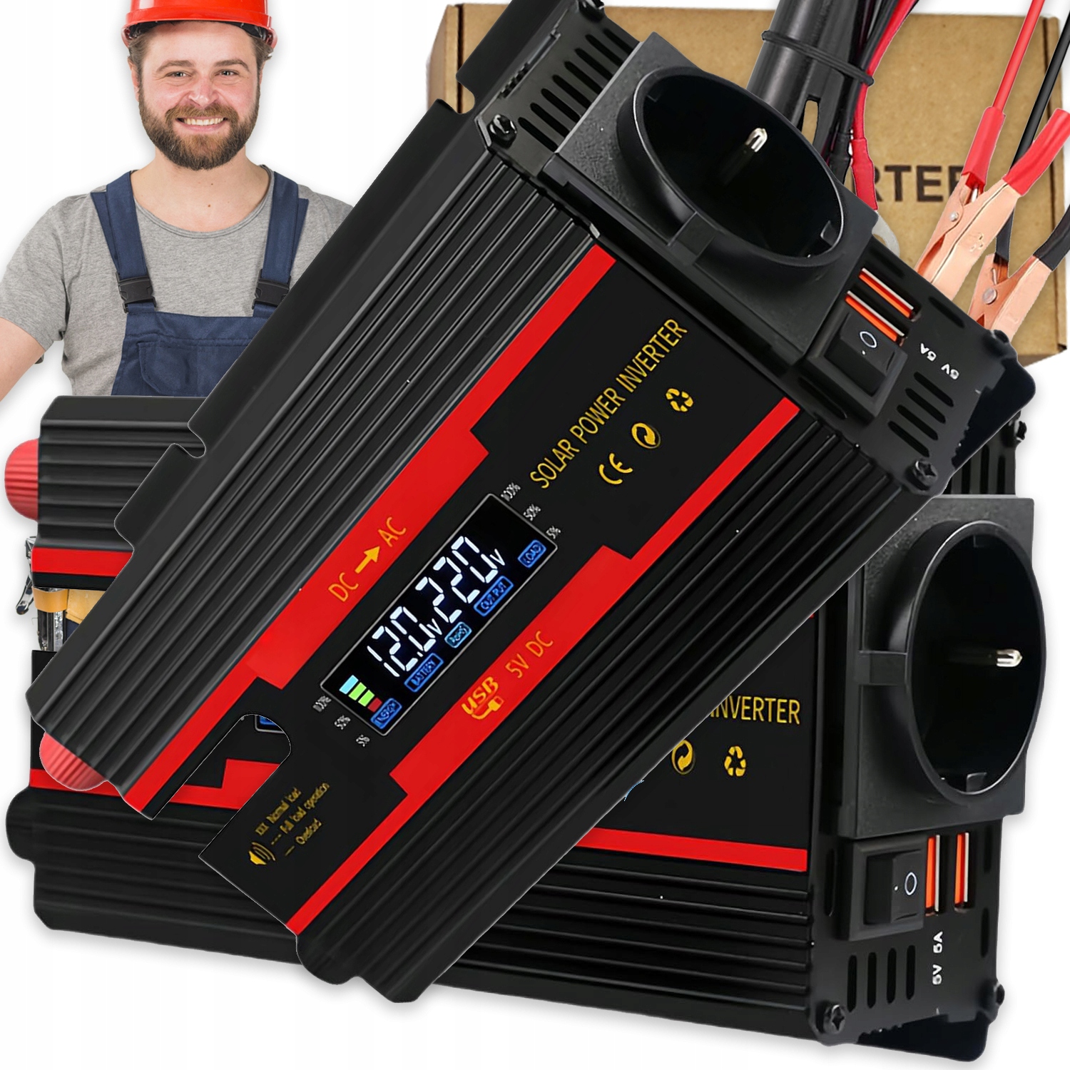 12/24V Prevodník AC220V Auto Invertor 2000W Usb Zabezpečenie
