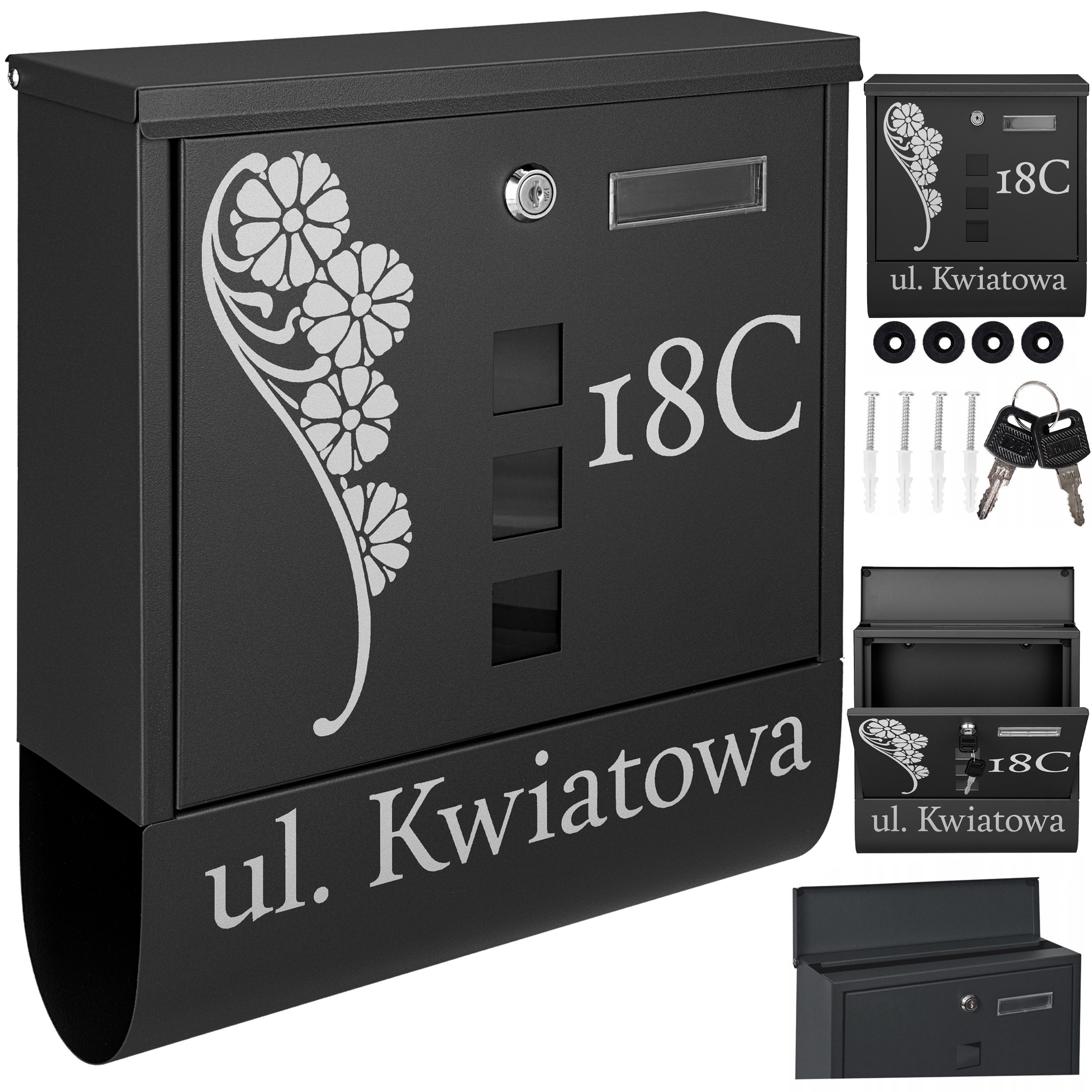 Černá Poštovní Schránka Na Poštu S Vzorem Nápis