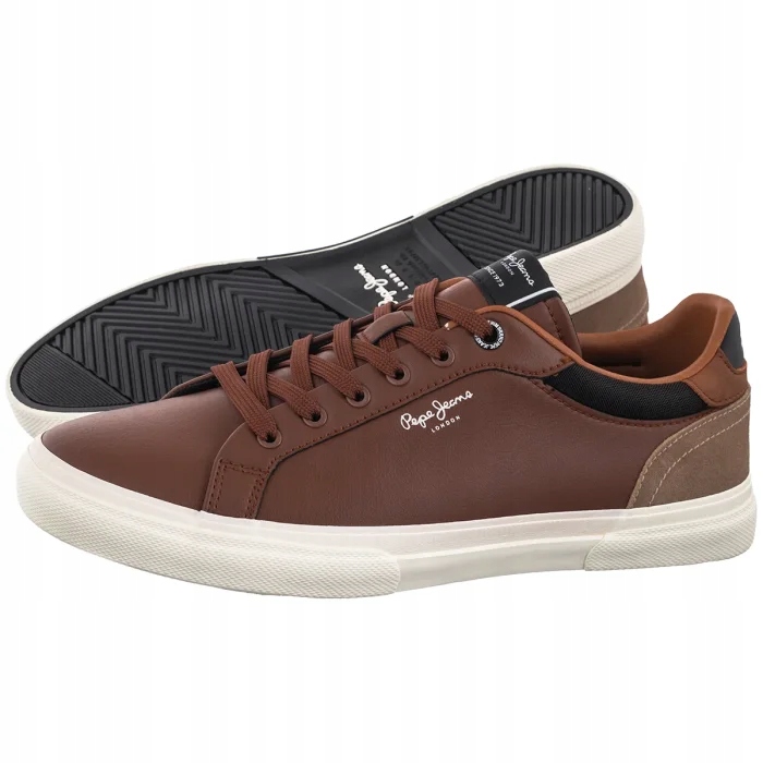 Tenisky Pepe Jeans Kenton Court M Tan Brown PMS30839 Hnědé