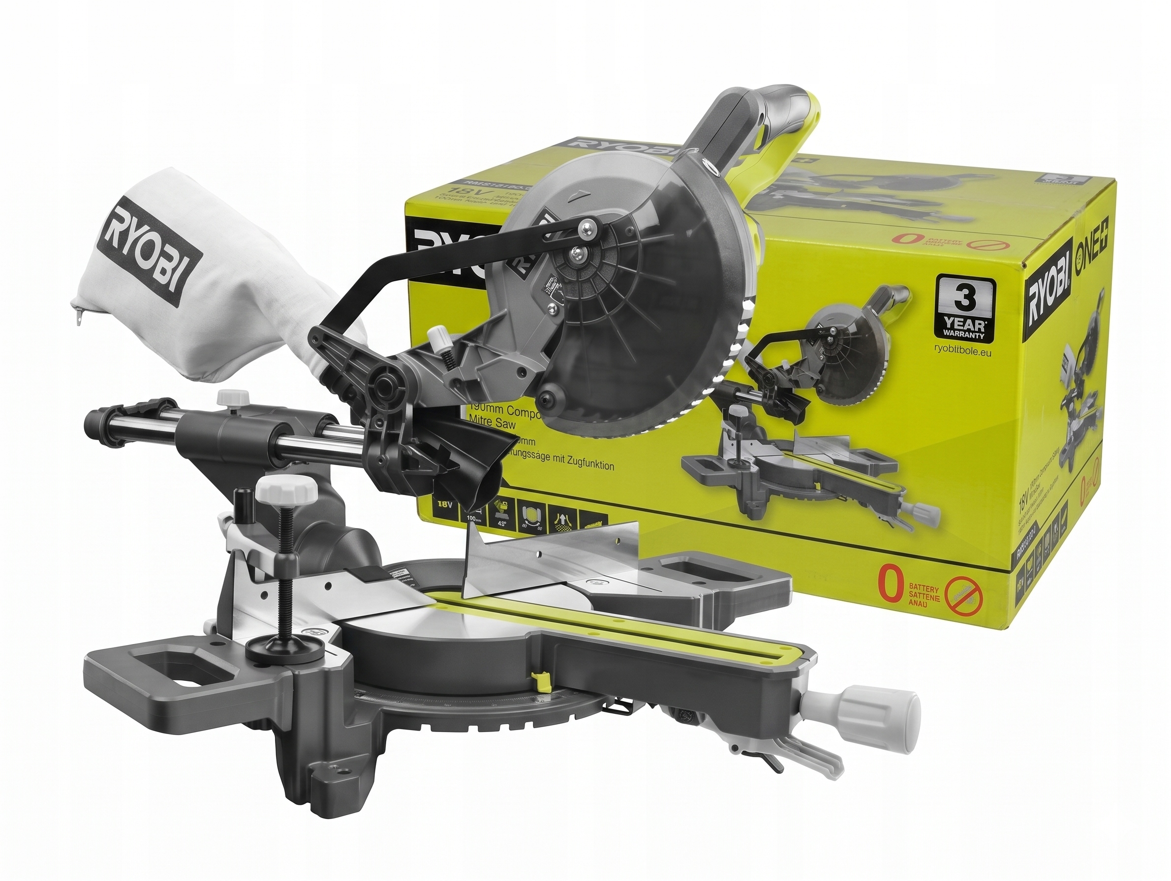 Pokosová Pila s posuvem 18V 190 mm bez akumulátoru RMS18190-0 Ryobi