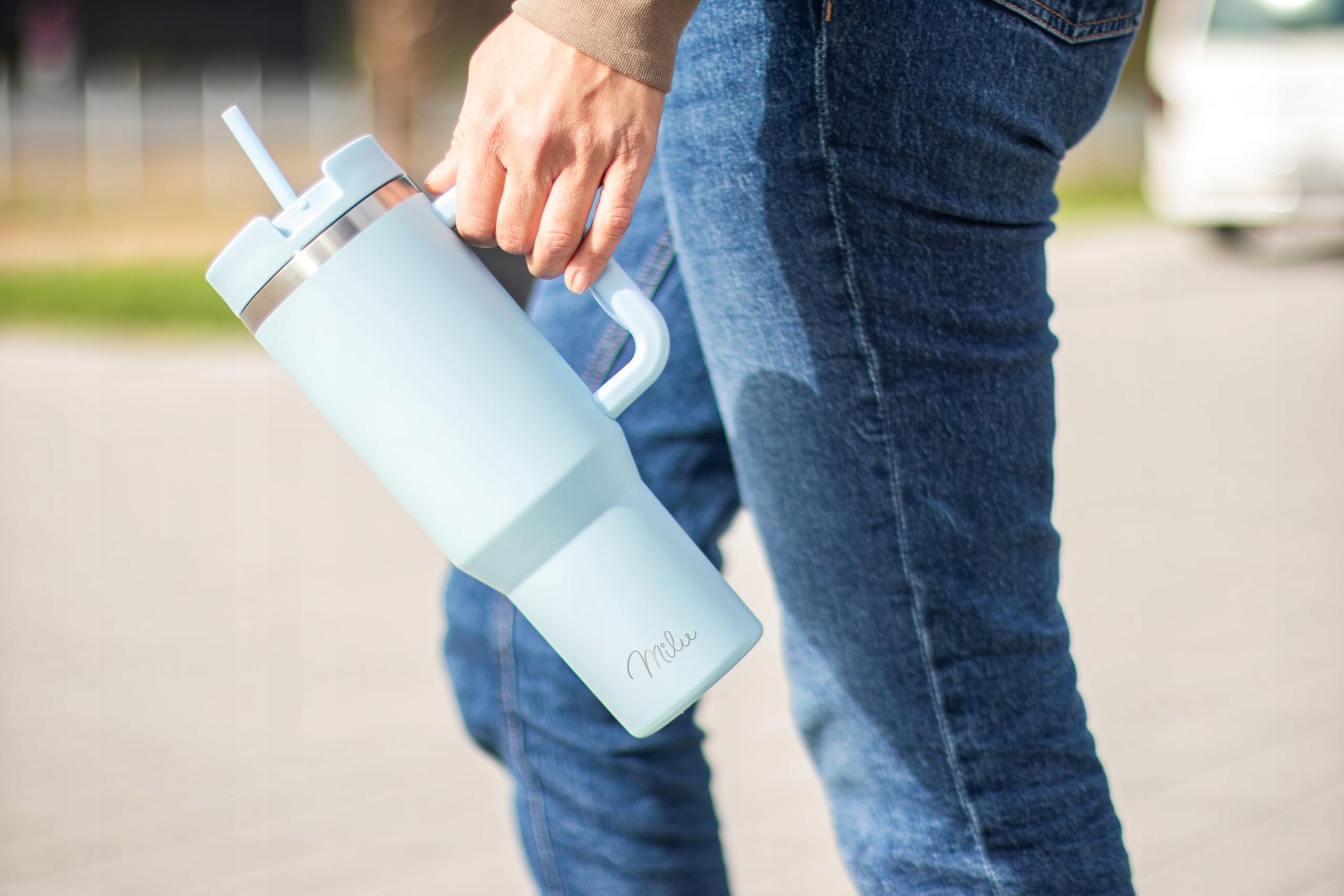 MILU Kubek Termiczny 1200ml Z Uchem I Słomką Stal Nierdzewna 40oz — miniatura 8