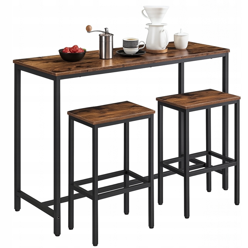 Barový Set Kuchynský Stôl 2 Stoličky Hoker Modern Industriálny Loft 100 CM