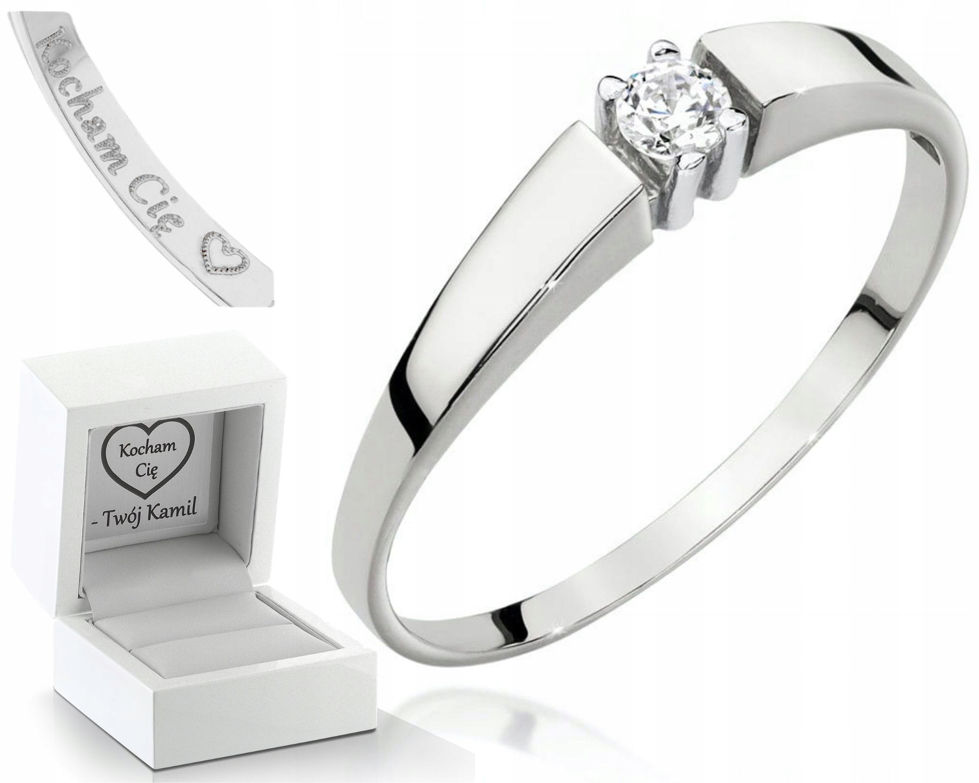 Bílé Zlato Prstýnek S Brilianty Gravírování 585