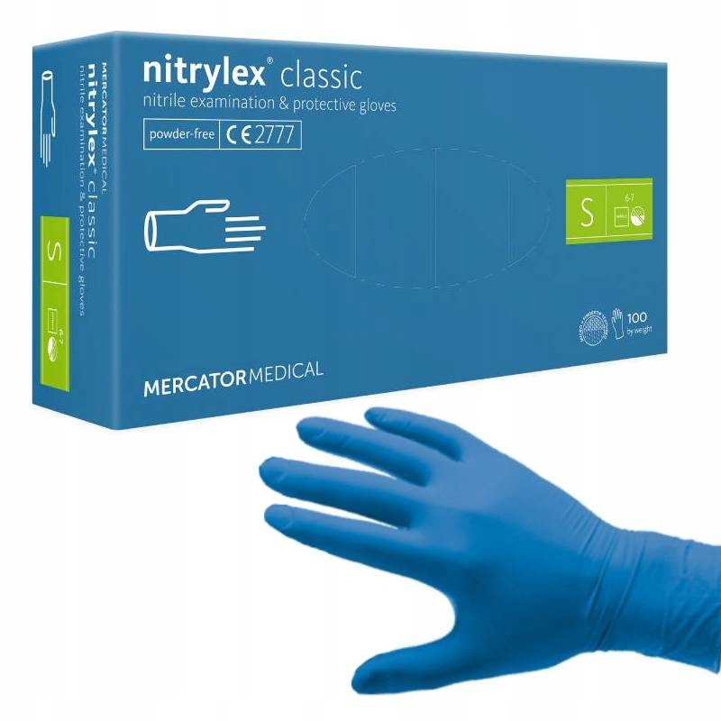 

Rękawiczki Bezpudrowe Antyalergiczne Nitrylowe S