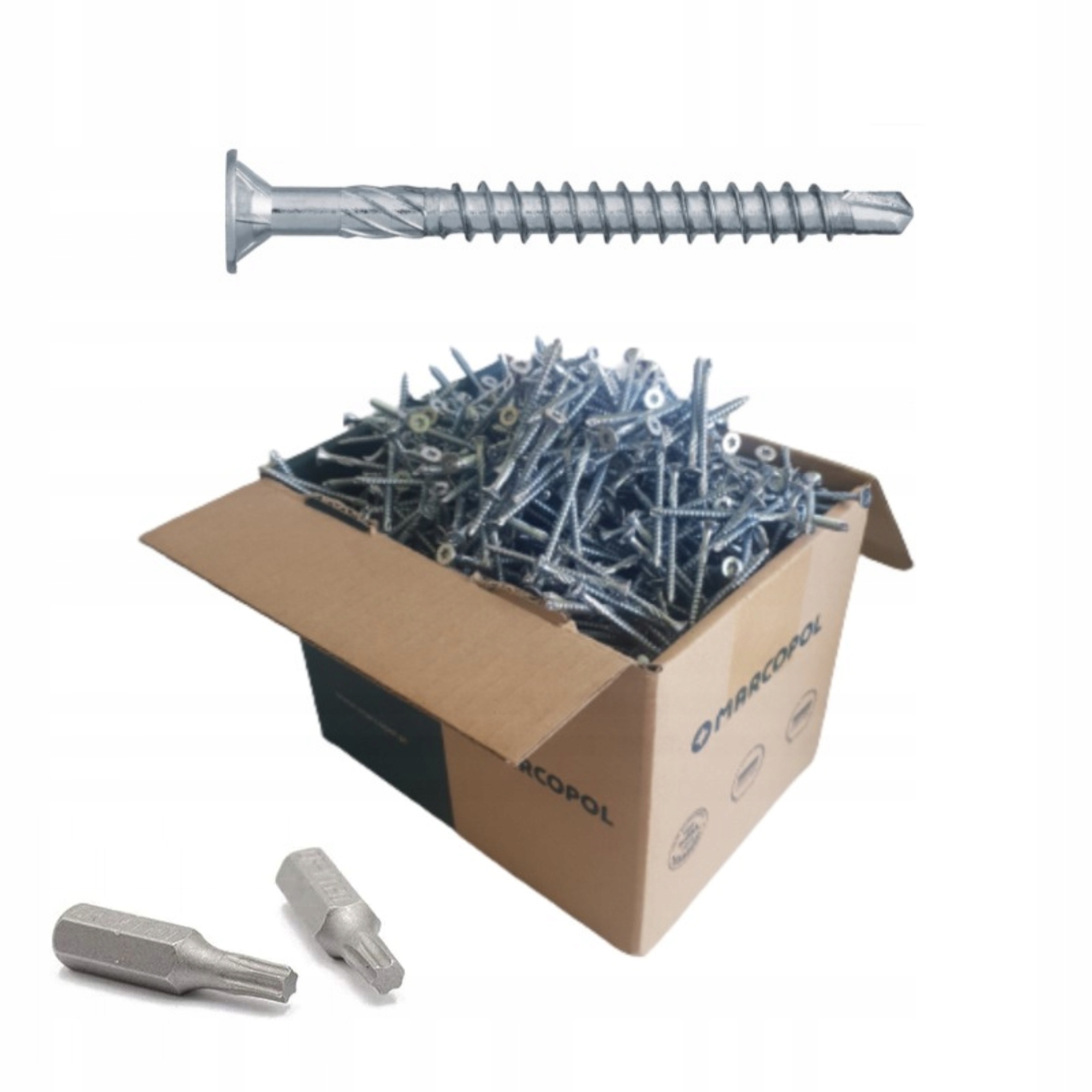 WKRĘTY KONFIRMAT DO PŁYTY MEBLOWEJ I DREWNA 5x50 TORX 200 SZT + BIT TX 20