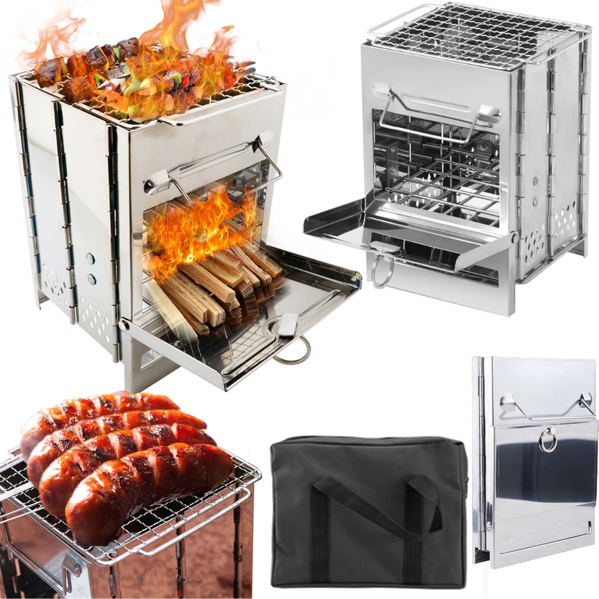 Grill Piec Rakietowy Turystyczny Ogrodowy Przenośny Składany Ruszt Kuchenka