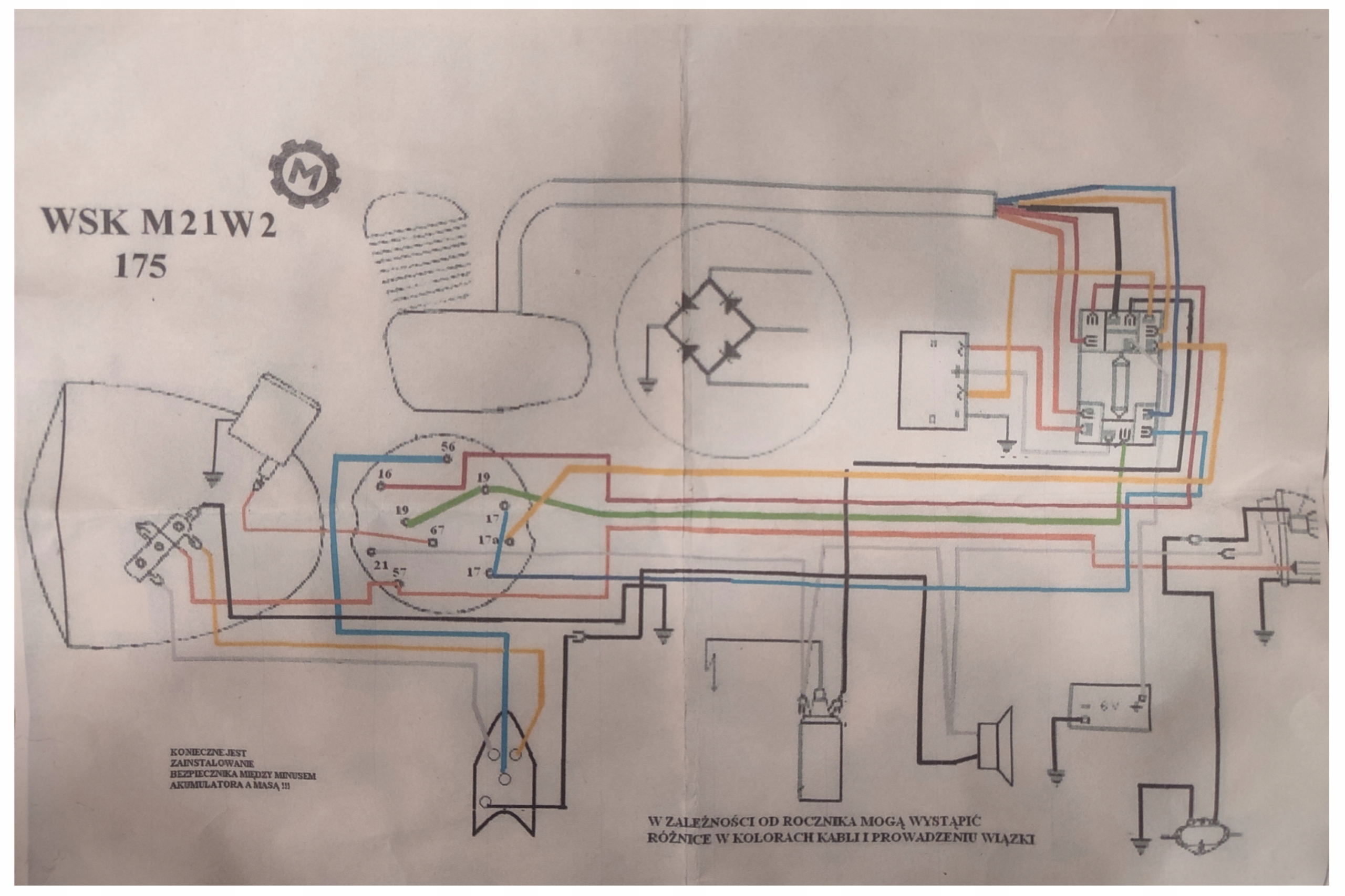 INSTALACJA ELEKTRYCZNA WIĄZKA WSK 175 6V M21W2 Producent inny