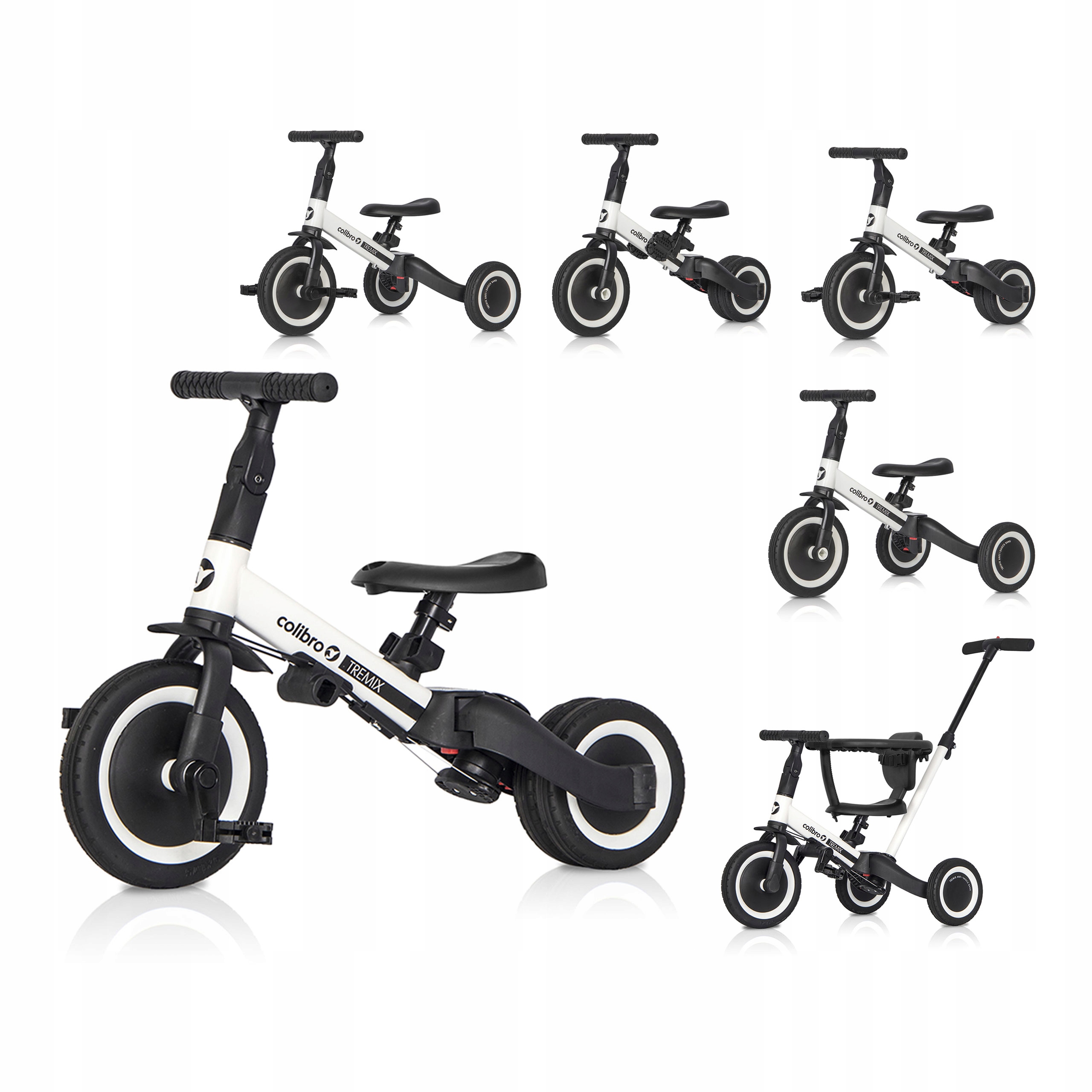 Rowerek dziecięcy pchaczem 6W1 Biegowy Colibro Tremix Up Bezpieczny