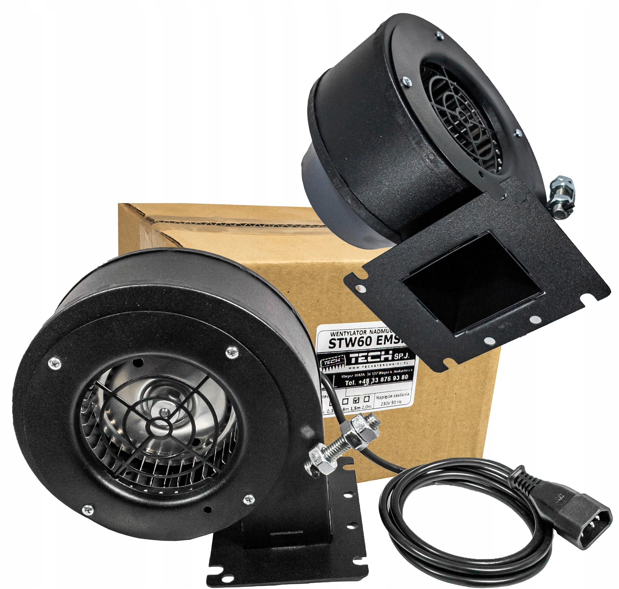 DMUCHAWA WENTYLATOR NADMUCHOWY DO KOTŁA PIECA STW60 EMSK 230V 60W KLAPA ...