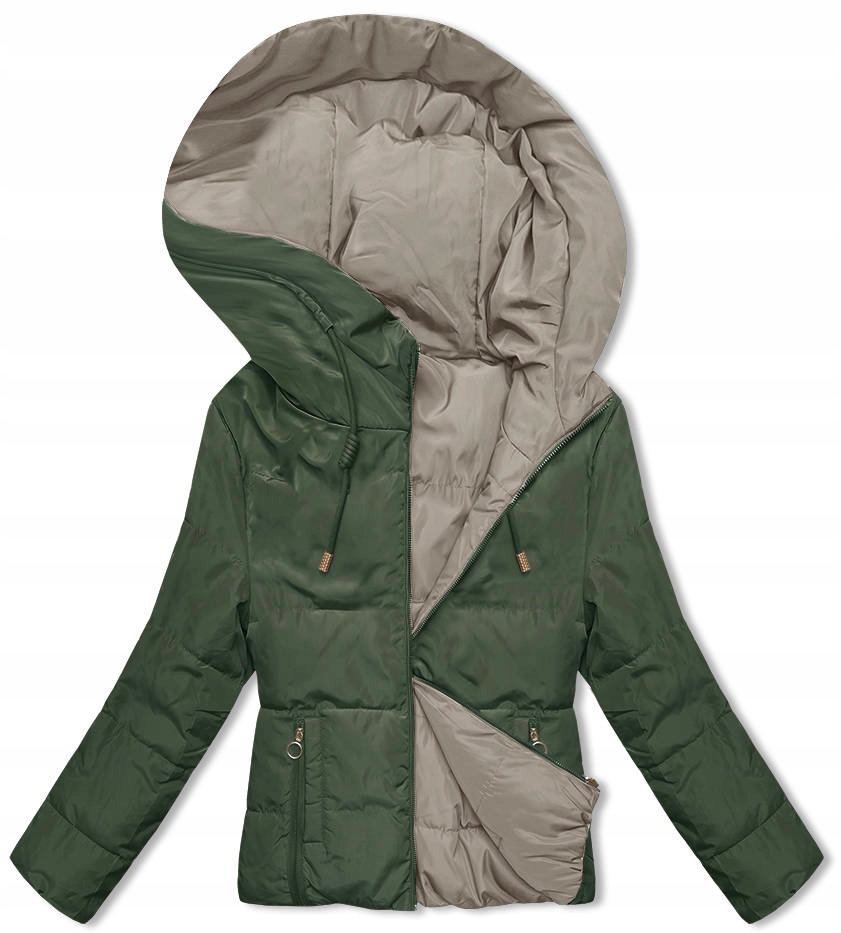 Bunda S S Kapucí B8181 Khaki/béžová XXL (44)