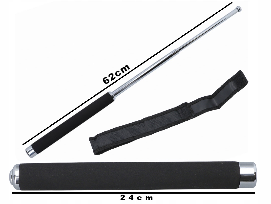 Pałka Teleskopowa Składana Baton Do Samoobrony Długa Etui Cordura 62cm