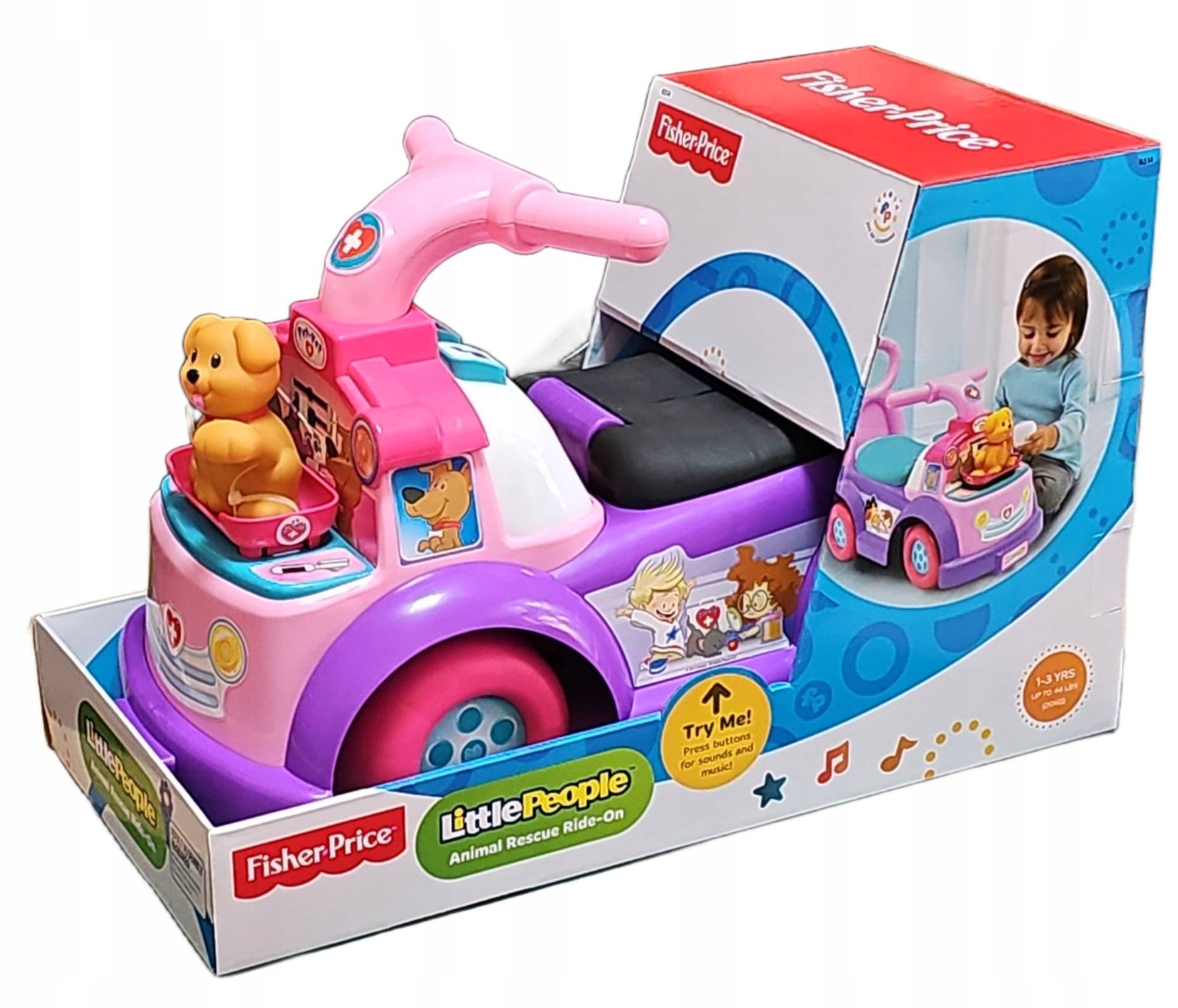 Fisher Price Little People Jeździk Animal Rescue Ride-On z Pieskiem 1+ Lat
