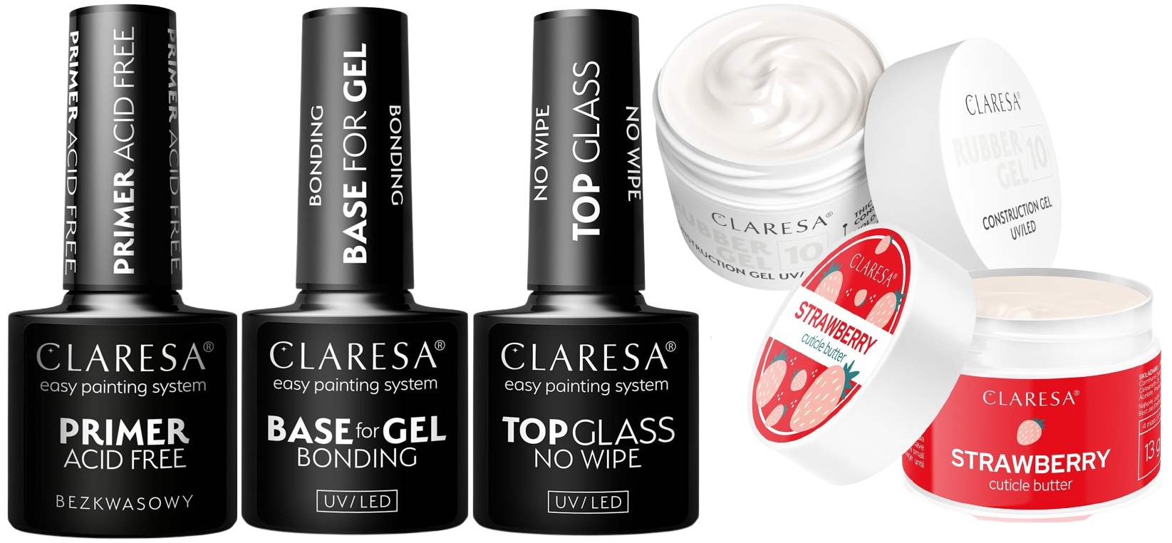 Sada Primer bez kyselin Bonding Base Top Glass Rubber Gel 10 Máslo