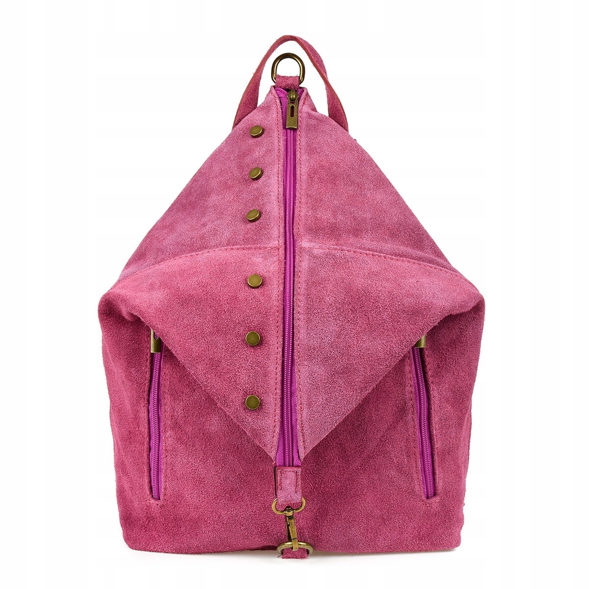 Italský stylový Batoh Semiš A4 purpurový W14