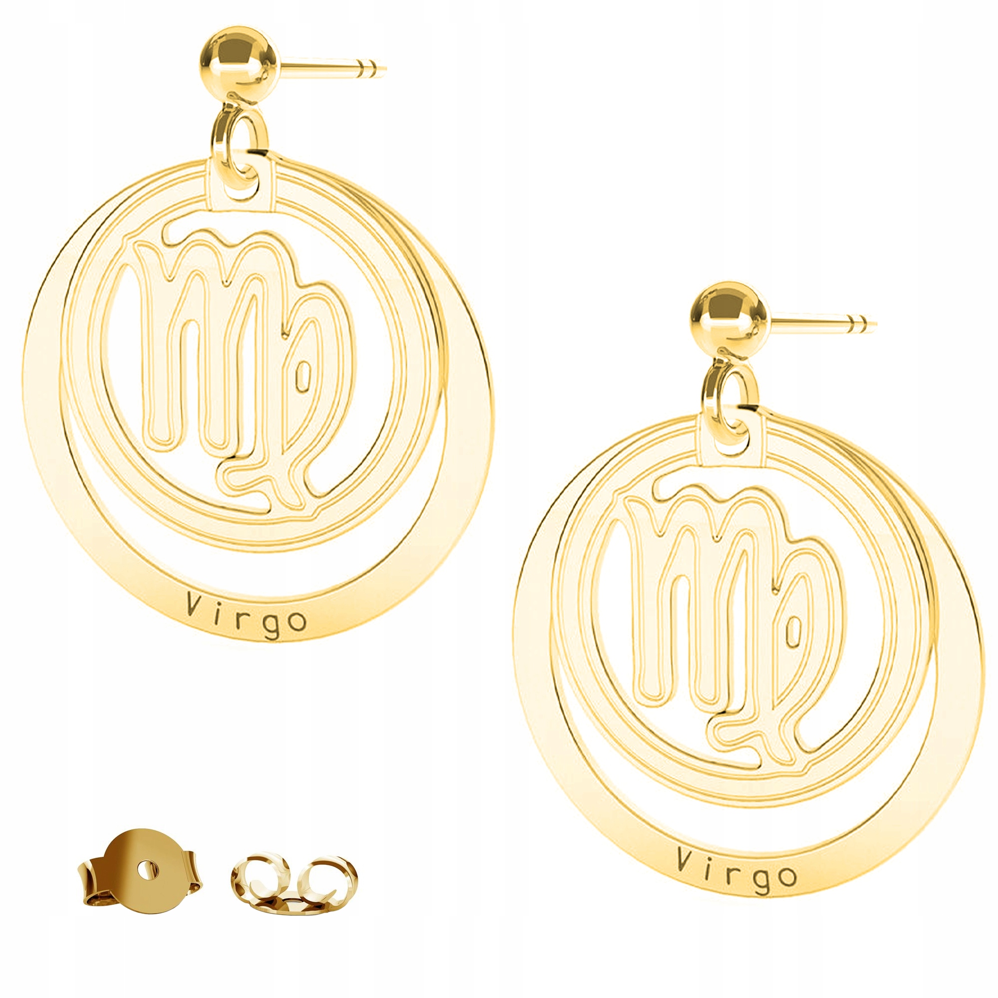 Zlaté Náušnice Znamení Zvěrokruhu Panna (925)