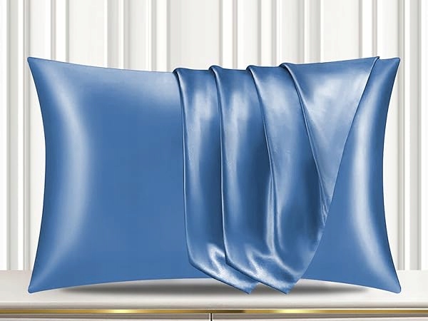 Obliečka na vankúš Dream-Cloud Shiny Silk modrá 100 % prírodný hodváb 75x45 cm