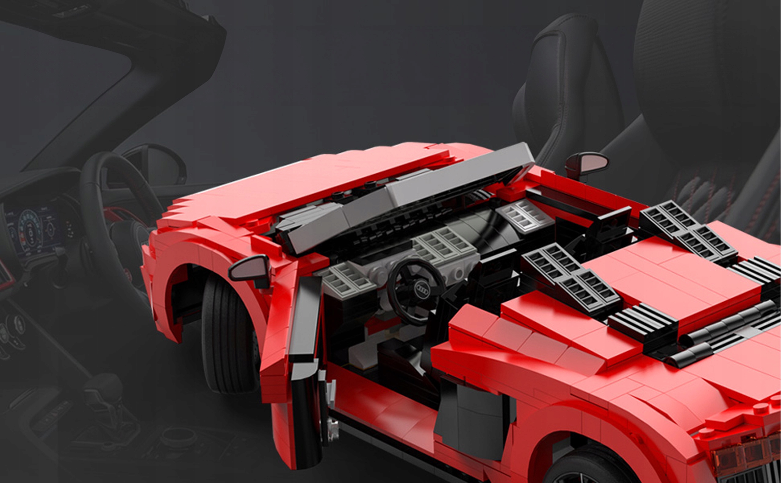 Klocki Rastar Audi R8 Spyder 1:14 Samochód 1440 ele Zestaw 93800 Bohater brak