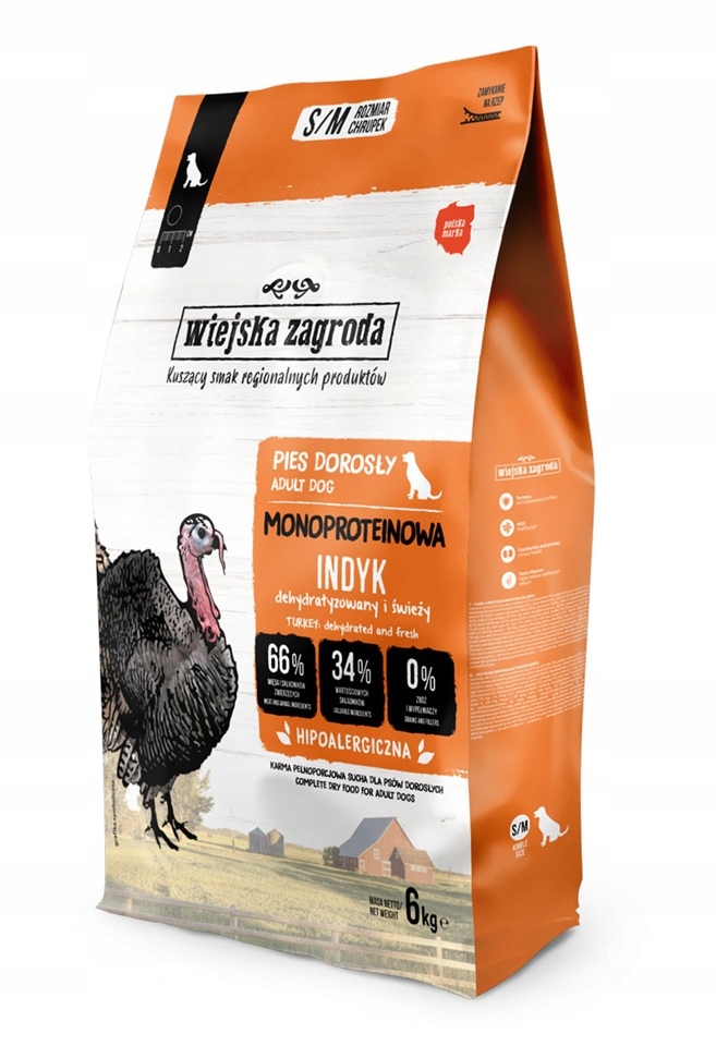 Wiejska Zagroda Monoproteinová Krůta pro psy, křupky S/m 6 kg