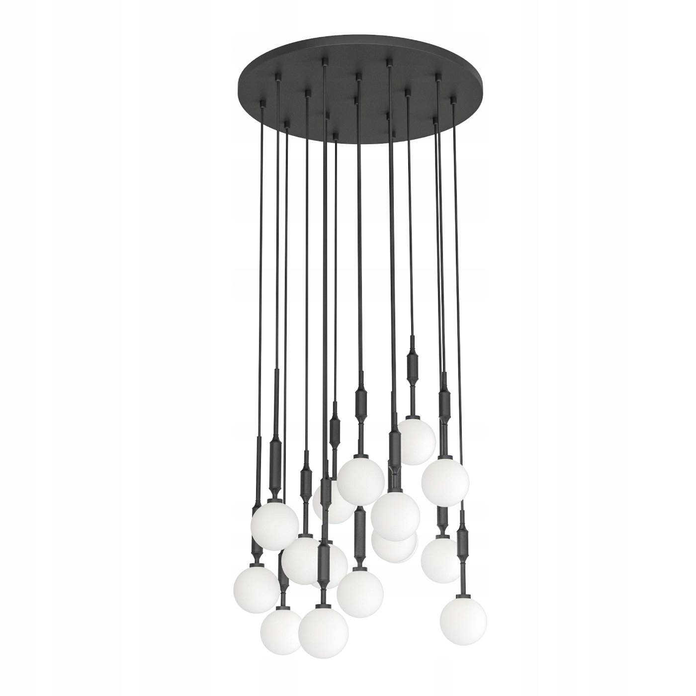 Vícebarevný lustr Ero XVI Nero 60 na širokém kulatém podhledu