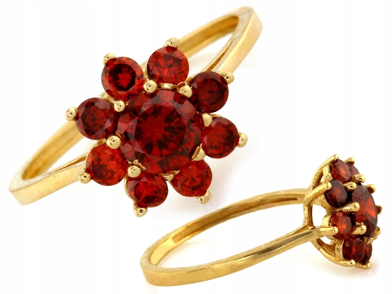 Prstýnek zlatý 585 14k z červených zirkonů 2g R11 elegantní jako dárek