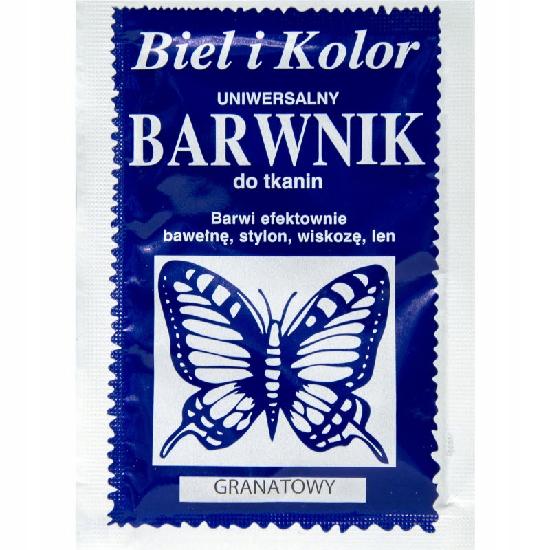 

Barwnik do tkanin farba Biel i Kolor Granatowy