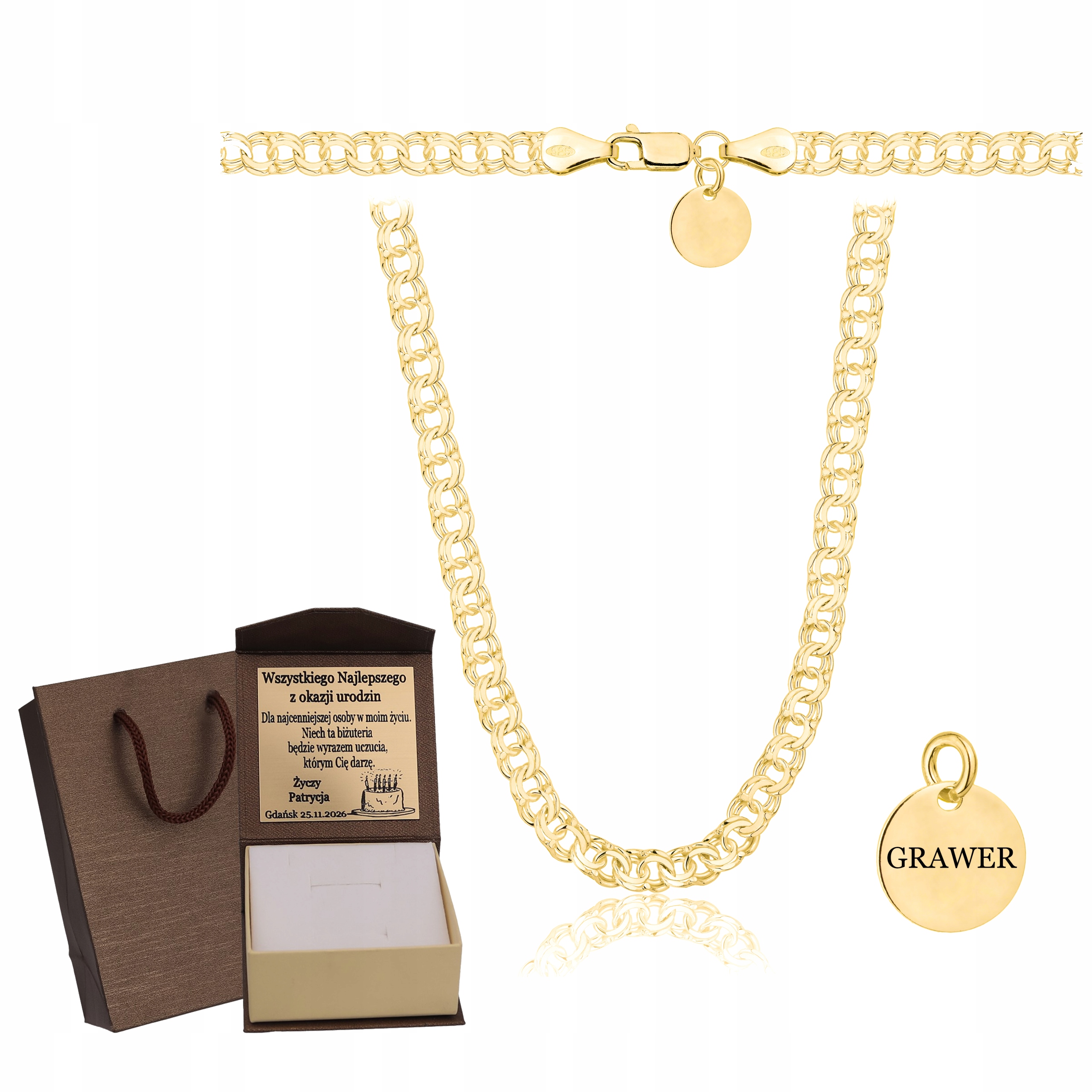 Pánský Zlatý Řetízek Galibardi, Ryzost 925 585, Masivní Gravírování Bonus