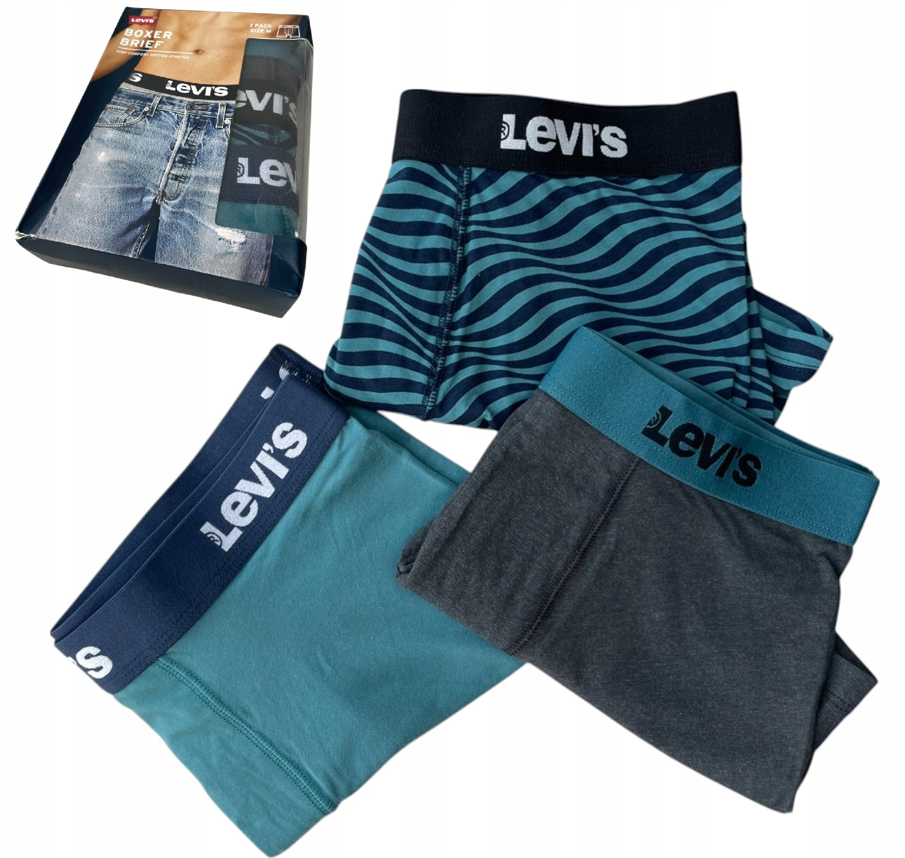 Levi's Bokserki Męskie 3 Pak Bawełniane Majtki Zestaw Levis