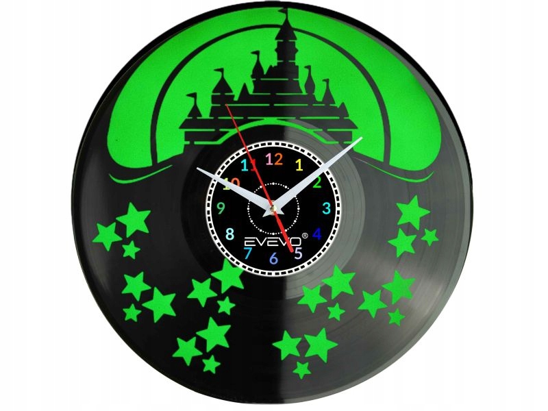 Zámek Myši Walt Disney Nástěnné Hodiny Fluorescenční Pozadí Vinylová Deska P