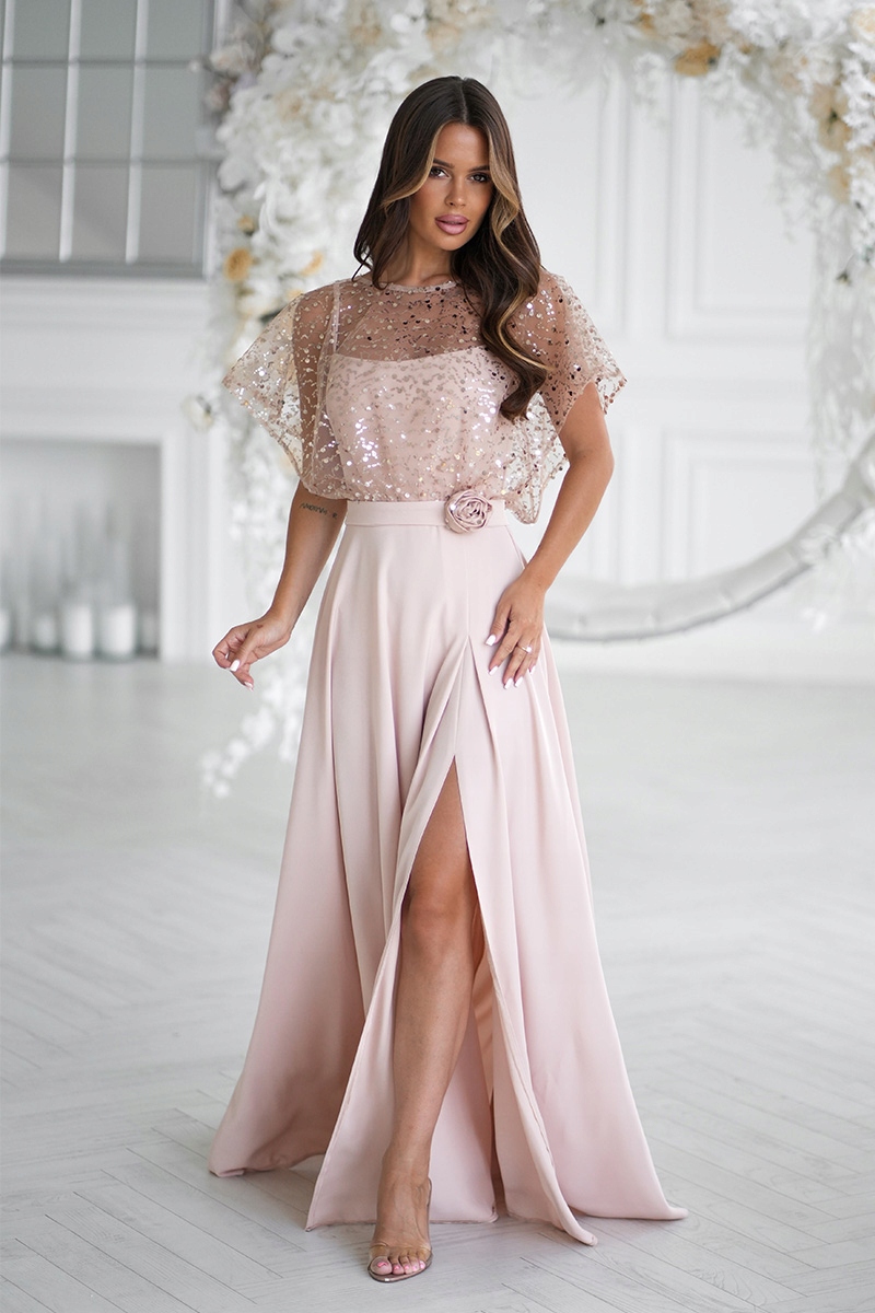 Šaty Na Svatební Hostinu 333 Béžová Dlouhá 40 L