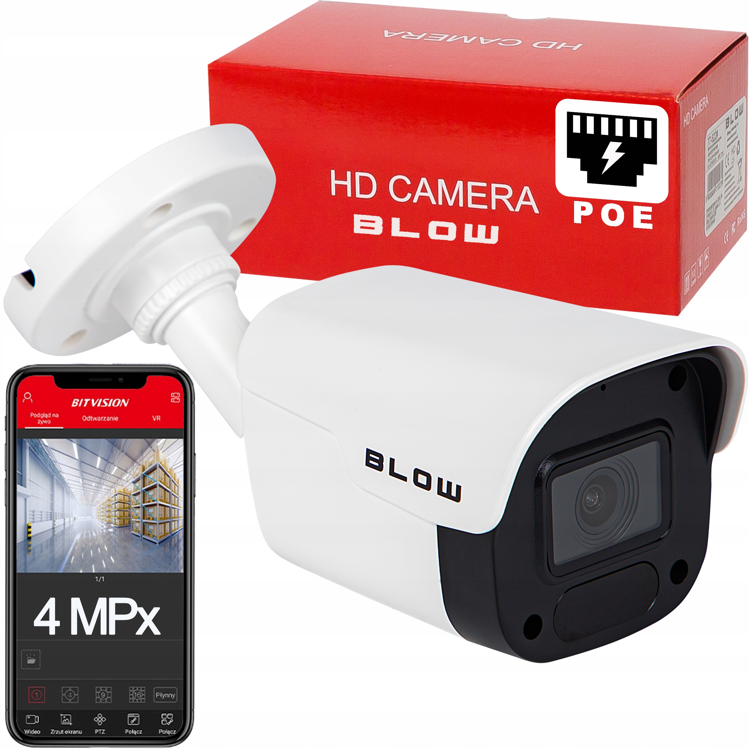 Kamera tubowa bullet IP Blow Kamera IP BLOW 4MP BL-I4ECO28BWP/Mic/PoE 4 Mpx